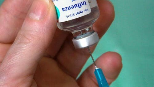 Flu vaccines help reduce the duration and symptoms of influenza — a sore throat, stuffy nose and body aches — while decreasing the risk of flu-related deaths among pregnant women, people over 65 and other high-risk individuals. – Photo by Wikimedia