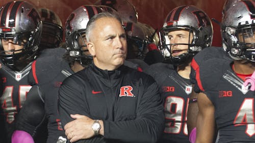 Head coach Kyle Flood said the Ohio State defensive line is the best front Rutgers has seen in his three seasons as head coach. – Photo by Tian Li