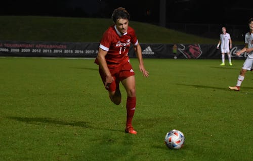 Sophomore forward Ola Maeland scored the opening goal of the game as the Rutgers men's soccer team defeated Ohio State 2-0 at Yurcak Field.  – Photo by Samantha Cheng