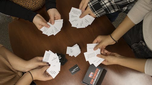 Emily Chan's card game involves elements of Rutgers culture, like the Busch geese and several famous inside jokes that only Rutgers students would get.  – Photo by Salma HQ