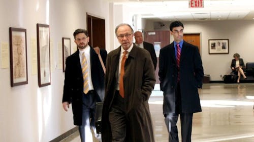 THE DAILY TARGUM / FEBRUARY 2012 | Former Rutgers student Dharun Ravi (back right) walks with his legal representation following a high-profile investigation and trial that found him responsible for bias intimidation against 18-year-old Tyler Clementi, who committed suicide after finding out Ravi broadcasted him have a romantic moment with another man via webcam. – Photo by null