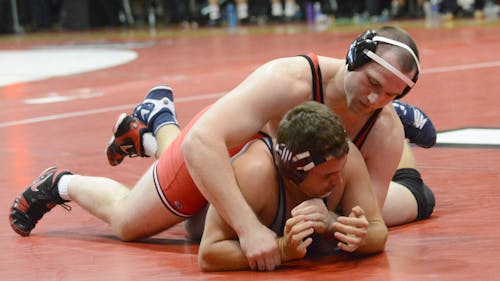 Heavyweight Billy Smith picked up a thrilling overtime win against Maryland. With two wins over the weekend the senior moved to 13-3 in dual meets this season. – Photo by Photo by The Daily Targum | The Daily Targum