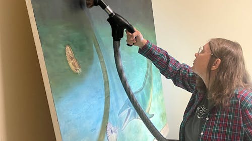A restored painting by Jeanne Filler Scott will be unveiled at the Rutgers Geology Museum's 150th-anniversary event on Thursday. – Photo by Photos taken by Jeanne Filler Scott