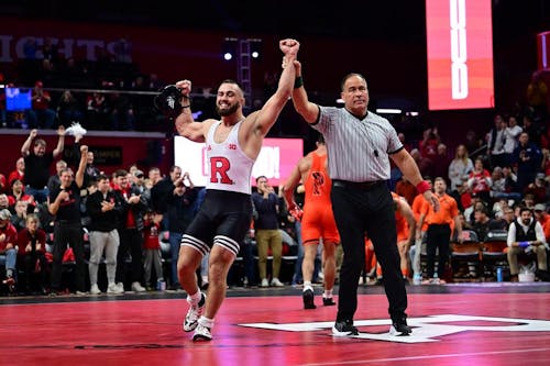 Junior 197-pounder John Poznanski landed a technical fall in the Rutgers wrestling team's win against UPenn on Saturday. – Photo by Ben Solomon / Scarletknights.com