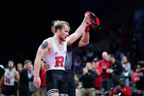 Senior 174-pounder Jackson Turley earned a ranked win in the Rutgers wrestling team's home victory against Indiana. – Photo by Ben Solomon / Scarletknights.com