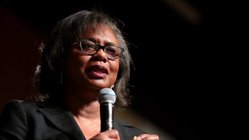 Anita Hill began her career during a time when female political candidates were on a rise. In 1992 she accused Supreme Court Justice Clarence Thomas of sexual harassment and testified in court. Since then, she has become a leading figure in the Time’s Up movement. – Photo by Wikimedia