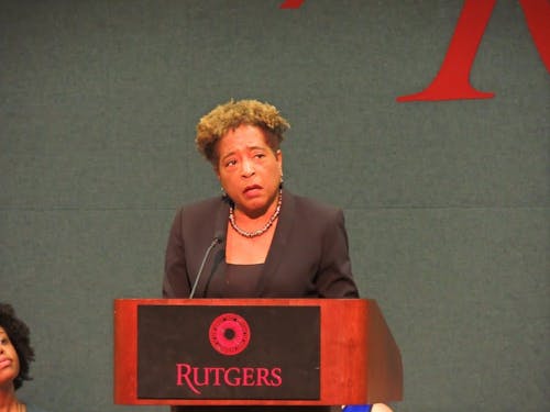 Deborah Gray White, chair of the Committee on Enslaved and Disenfranchised Populations at Rutgers, announced the group's recommendations in the College Avenue Student Center on Friday, including that a course on diversity be required for students.  – Photo by Nikhilesh De