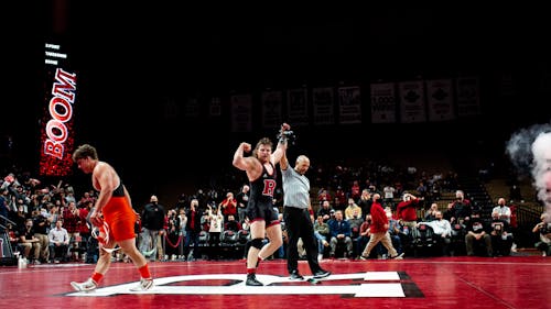 Junior 285-pounder Boone McDermott and the Rutgers wrestling team seek to defeat in-state rival Princeton this weekend. – Photo by @RUWrestling / Twitter