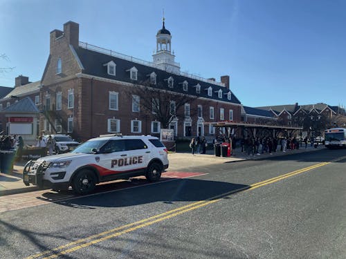 Multiple Rutgers University Police Department (RUPD) cars were seen parked on the College Avenue campus yesterday afternoon, one day after a shooting on Michigan State University's campus. – Photo by Uriel Isaacs