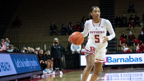 Graduate student guard Victoria Morris and the Rutgers women's basketball team got back into the win column after a six-game losing streak, defeating Delaware State.  – Photo by Olivia Thiel