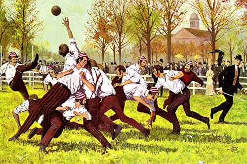 Rutgers and Princeton played in the first-ever intercollegiate football game on the College Avenue campus on Nov. 6, 1869. – Photo by Special Collections and University Archives / Rutgers.edu