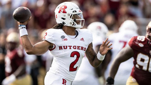 Sophomore quarterback Gavin Wimsatt and the Rutgers football team face an uphill battle on Saturday night when they play Michigan at SHI Stadium on Busch campus. – Photo by Ben Solomon / Scarletknights