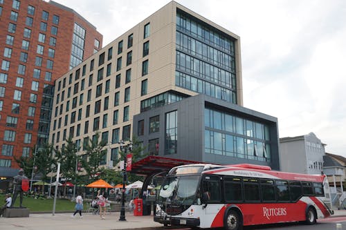Often, buses crowd stops and delay routes and external traffic, exhibiting a concern discussed by students in the Rutgers Board of Governors' open hearing on Wednesday. – Photo by Matan Dubnikov