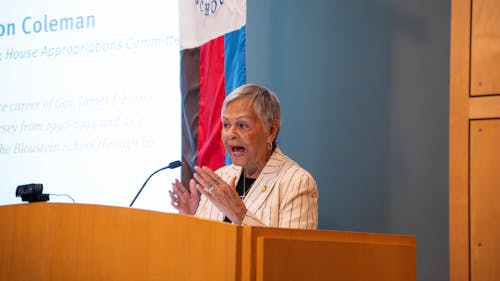 Rep. Bonnie Watson Coleman (D-12) delivered a lecture at the Edward J. Bloustein School of Planning and Public Policy on Wednesday. – Photo by Evan Leong