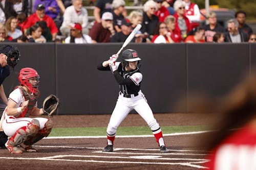 Senior outfielder Taylor Fawcett helped drive home a run in the Rutgers softball team's series-opening win against Iowa. – Photo by Ariel Fox / ScarletKnights.com