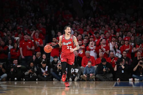 Fifth-year senior guard Caleb McConnell made just 1 of his 12 shots from the field for Rutgers in a 66-60 loss to Indiana yesterday. – Photo by ScarletKnights.com