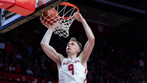 Redshirt senior forward Oskar Palmquist's do-it-all mentality for the Rutgers men's basketball team will always be remembered, especially by head coach Steve Pikiell.  – Photo by Christian Sanchez