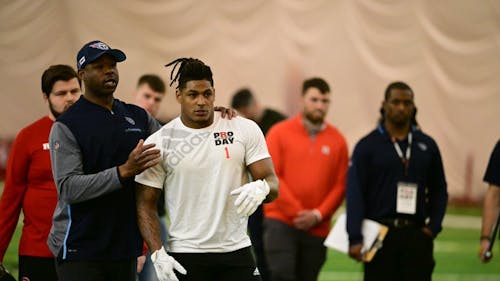 Isaih Pacheco was one of multiple former Rutgers football players to work out in front of scouts on Tuesday as part of the program's Pro Day.  – Photo by Rutgers Football / Twitter