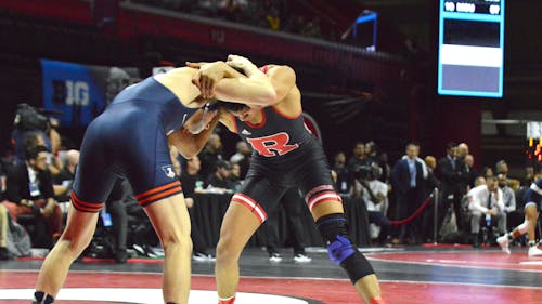 Graduate student 141-pounder Sebastian Rivera secured a 7-6 victory against Purdue. – Photo by The Daily Targum