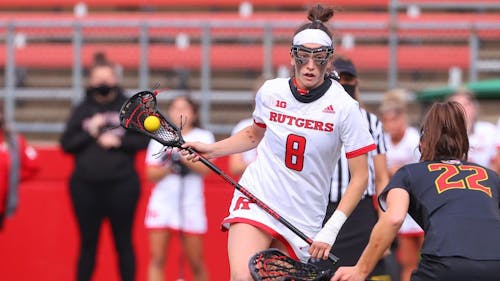 Junior midfielder Cassidy Spilis provided a hat trick as the Rutgers women's lacrosse team defeated Delaware to open up their 2022 campaign.  – Photo by Rich Graessle / Scarletknights.com