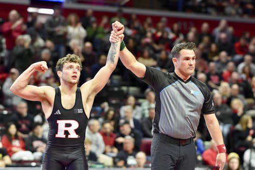 Junior 133-pounder Dylan Shawver earned his third-consecutive ranked win in the Rutgers wrestling team's victory against Maryland on Friday night.  – Photo by Ashley Caldwell