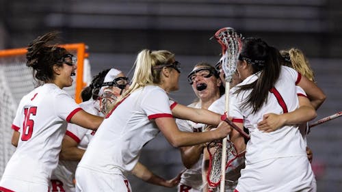 The Rutgers women's lacrosse team defeated Ohio State in overtime to get its first Big Ten win of the season. – Photo by Dustin Satloff / ScarletKnights.com