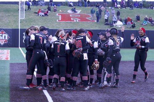 The Rutgers softball team celebrated a pair of bounce-back wins against Wisconsin after losing the series opener. – Photo by Anushka Dhariwal