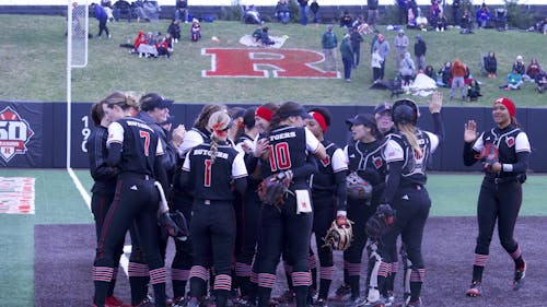 The Rutgers softball team celebrated a pair of bounce-back wins against Wisconsin after losing the series opener. – Photo by Anushka Dhariwal