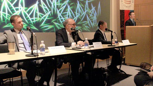 Panelists hold an open forum to discuss legalization of the sale and possession of marijuana. – Photo by Shirley Yu