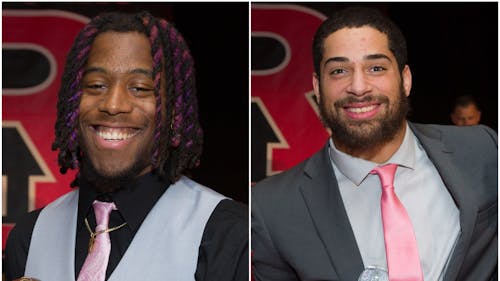 Junior defensive linemen Wesley Bailey and Aaron Lewis look to lead the Rutgers football team's defensive line unit in the 2023 season. – Photo by Steve HockStein / ScarletKnights.com