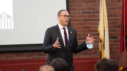 University President Jonathan Holloway said a significant amount of work lies ahead for Rutgers in conducting its Climate Action Plan. – Photo by Henry Wang