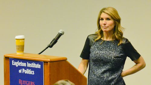 Nicolle Wallace, political analyst and former communications director for President George W. Bush’s 2004 campaign and senior advisor to John McCain’s 2008 campaign, spoke to the Rutgers community about presidential candidate Donald Trump’s efforts since last June. – Photo by samantha casimir