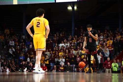 Sophomore guard Derek Simpson and the Rutgers men's basketball team struggled in the second half against Minnesota en route to an 11-point loss. – Photo by Rutgers Athletics / scarletknights.com