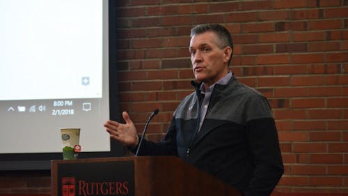 The strength of academics in athletics, the integration of Rutgers into the Big Ten and the success of University sports programs under newly appointed leadership are a few of the topics Director of Intercollegiate Athletics Pat Hobbs touched on last night. – Photo by Casey Ambrosio