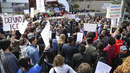 A mass of protestors gathered outside of the Immigration and Customs Enforcement (ICE) headquarters in Newark, New Jersey today in support of undocumented Rutgers student Carimer Andujar. – Photo by Photo by Dimitri Rodriguez | and Dimitri Rodriguez The Daily Targum