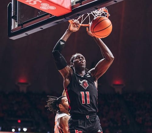 Senior center Clifford Omoruyi had 22 points and nine rebounds in the Rutgers men's basketball team's loss to Illinois on Sunday.  – Photo by Scarletknights.com