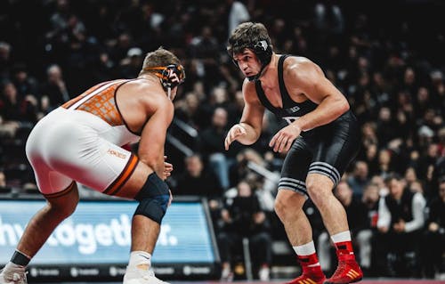 Graduate student 285-pounder Yaraslau Slavikouski will look to continue his dominating start to the 2023 campaign on Friday, coming off his Big Ten Wrestler of the Week honor. – Photo by Sarah Snyder / scarletknights.com