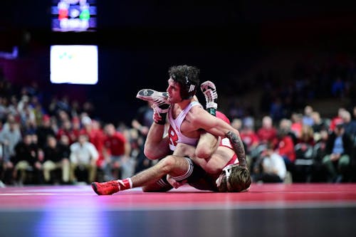 Junior 149-pounder Michael Cetta of the Rutgers wrestling team won his bout against Michigan State and Michigan this weekend.  – Photo by Ben Solomon / Scarletknights.com