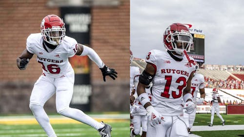 Rutgers football players Max Melton and Chris Long, both School of Arts and Sciences sophomores, played in the recent game against Northwestern following their suspension. – Photo by Scarletknights.com