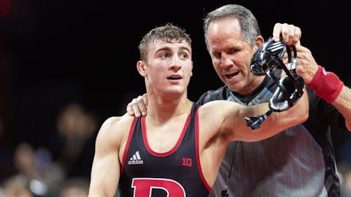 No. 17 sophomore 141-pounder Joseph Olivieri helped lead the No. 24 Rutgers wrestling team to victory by winning both of his matches this weekend.  – Photo by @RUWrestling / Twitter