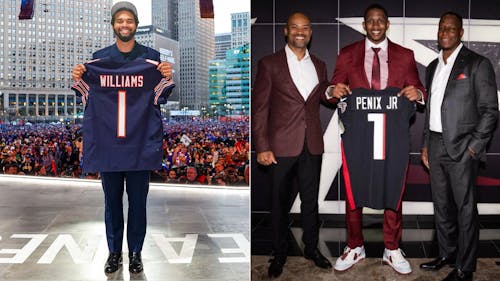 Chicago Bears quarterback Caleb Williams and Atlanta Falcons quarterback Michael Penix Jr. fulfilled their NFL dreams on Thursday night's draft. – Photo by @ChicagoBears / X.com, @AtlantaFalcons / X.com