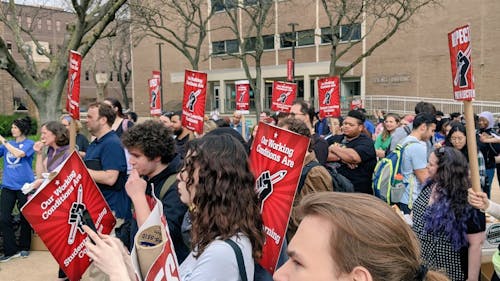 Thousands of unionized teaching faculty across all three Rutgers campuses will conduct picket line demonstrations as the first teaching strike in University history begins tomorrow. – Photo by @katefcairns / Twitter