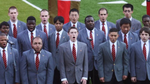 The Rutgers University Glee Club performs at Highpoint Solutions Stadium for Convocation in 2012. – Photo by The Daily Targum