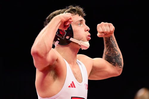 Junior 133-pounder Dylan Shawver landed a technical fall in the Rutgers wrestling team's win against Purdue. – Photo by Ben Solomon / Scarletknights.com