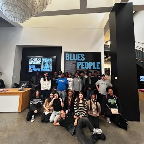 One of Express Newark's newest installations, "Blues People," has brought students and the Newark community together to honor Black artists. – Photo by @expressnewark / Instagram