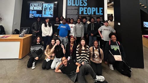 One of Express Newark's newest installations, "Blues People," has brought students and the Newark community together to honor Black artists. – Photo by @expressnewark / Instagram