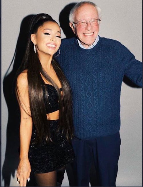 Bernie Sanders attended Ariana Grande's concert in late November. Grande posted her support for the candidate shortly afterwards.  – Photo by Twitter