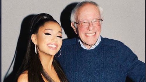 Bernie Sanders attended Ariana Grande's concert in late November. Grande posted her support for the candidate shortly afterwards.  – Photo by Twitter