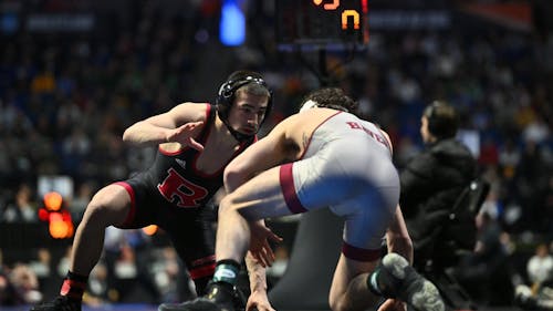 Sophomore 125-pounder Dean Peterson competed in the Blood Round of the 2023 NCAA Wrestling Championships. – Photo by ScarletKnights.com