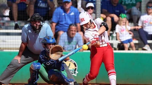 Sophomore utility Kobie Hura starred with two home runs over the weekend, but the Rutgers softball team dropped 2 of its 3 games against Minnesota.  – Photo by Mike Carlson / Scarletknights.com